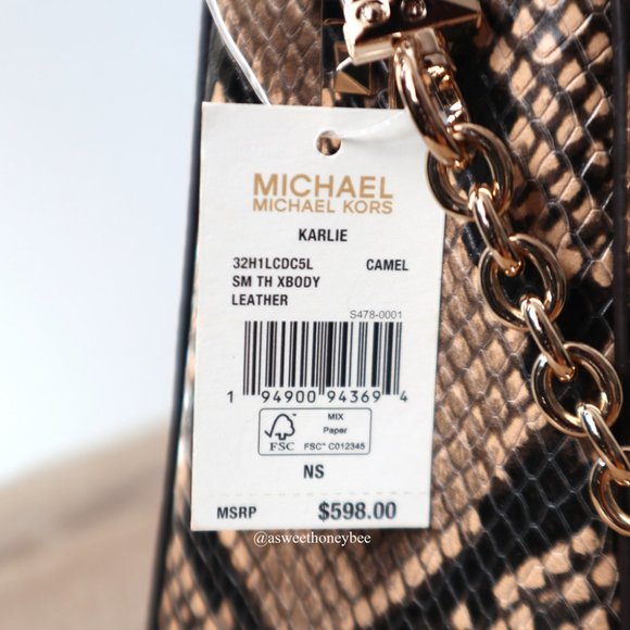 *NEW* MICHAEL KORS KARLIE SATCHEL - SNAKE EMBOSSED - Picture 5 of 10